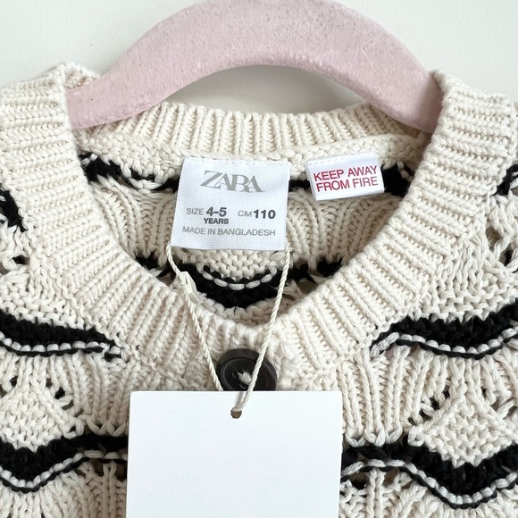 ZARA Girl Open Knit Cardigan with Scalloped Detail Size 4-5 - Picture 6 of 9